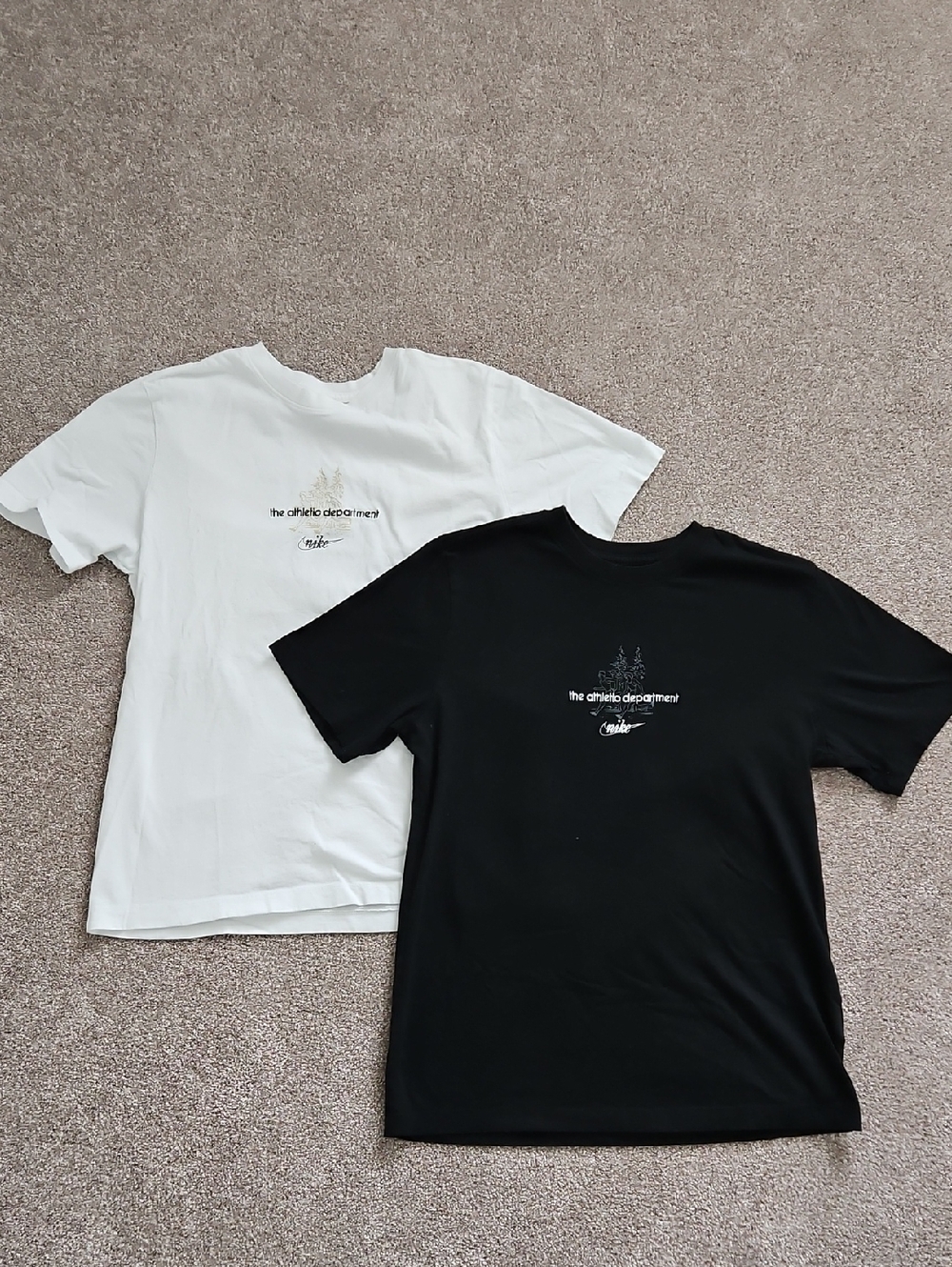 Nike White & Black Logo Crew Neck Tees